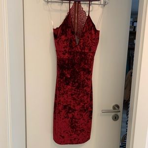 Red velvet cocktail dress